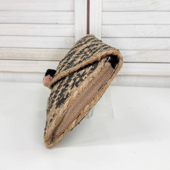 America & Beyond Printed Woven Jute Boho Envelope Clutch Bag Tan Black - Picture 2 of 12